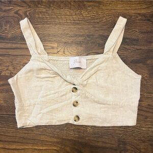 Blush Boutique Linen Blend Cropped Tank